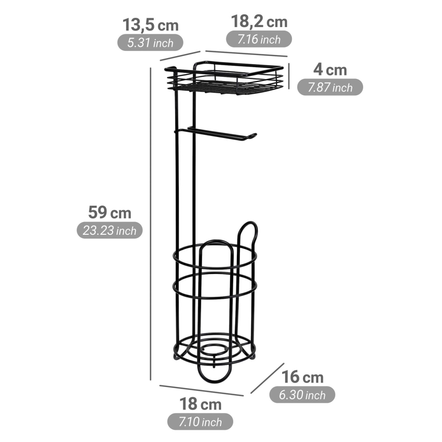 WENKO 71451800 - Toiletpapierhouder 16x59 cm zwart