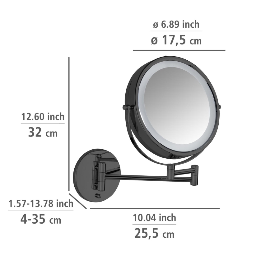 WENKO 71559800 - Spiegel POWER-LOC 25,5x32 cm zwart