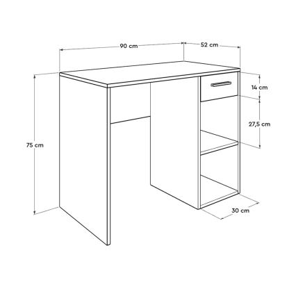 werk tafel 75x90 cm wit