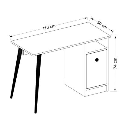 werk tafel CANNAS 110x74 cm wit/bruin