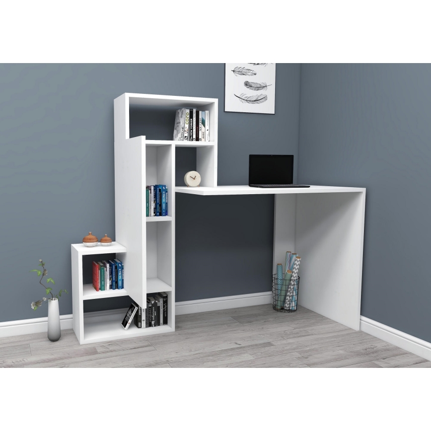 werk tafel met een plank IRMAK 119x138,6 cm wit
