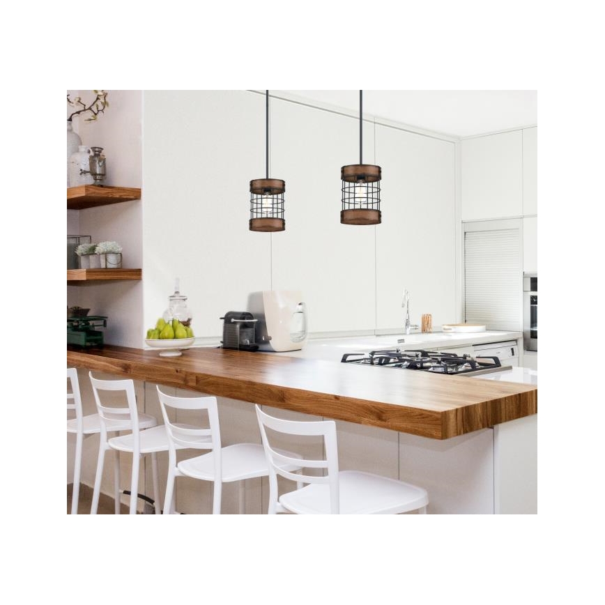 Westinghouse 61179 - Hanglamp aan een koord LANGSTON 1xE27/60W/230V barnwood
