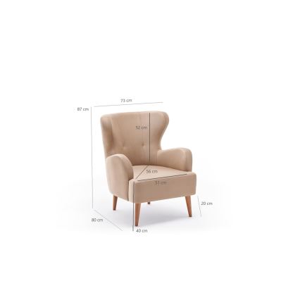 Wingbackfauteuil NEKO crème