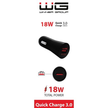 Winner Group - Autolader 1xUSB-A Power Delivery 18W zwart