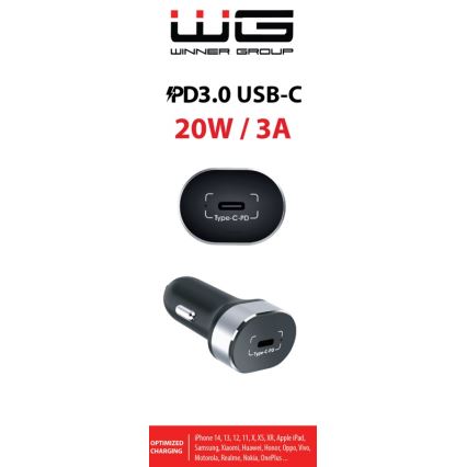 Winner Group - Autolader 1xUSB-C Power Delivery 20W zwart