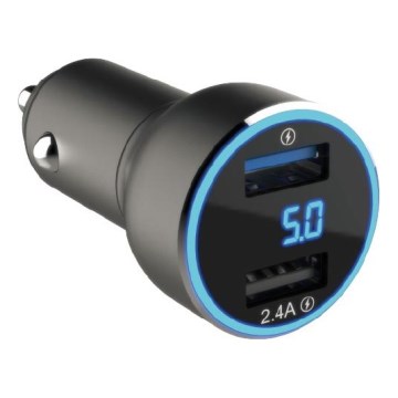 Winner Group - Autolader met een scherm 2xUSB-A Power Delivery 30W zwart