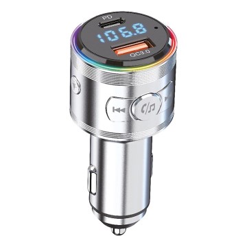 Winner Group - Autolader met FM-zender en handsfreefunctie 20W zilver