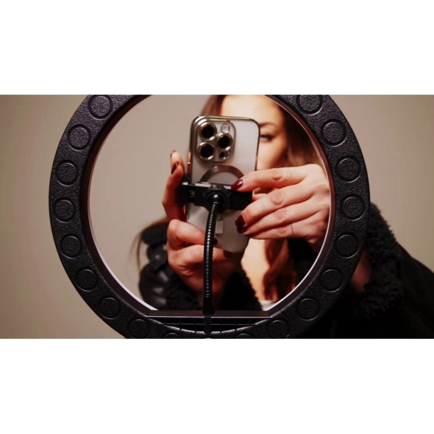 Winner Group - LED RGB dimbare vloerlamp met statief en houder voor vloggen LED/10W/5V