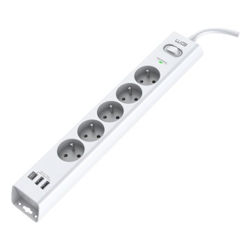 Winner Group - Overspanningsbeveiliging 5Z + 2xUSB-A + 1xUSB-C wit