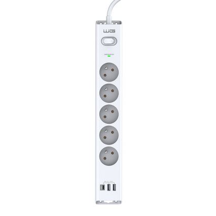 Winner Group - Overspanningsbeveiliging 5Z + 2xUSB-A + 1xUSB-C wit