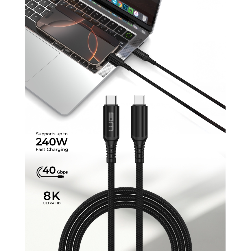 Winner Group - USB-kabel USB-C / USB-C 240W 1m zwart