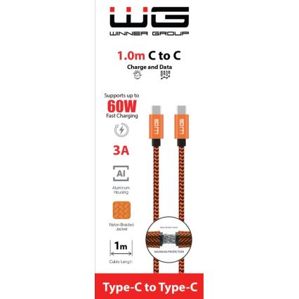 Winner Group - USB-kabel USB-C / USB-C 60W 1m oranje