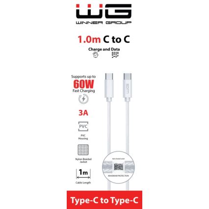 Winner Group - USB-kabel USB-C / USB-C 60W 1m wit