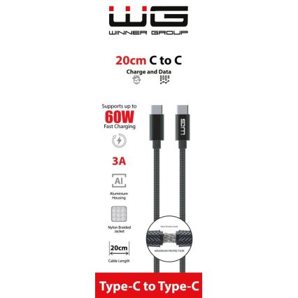 Winner Group - USB-kabel USB-C / USB-C 60W 20cm zwart