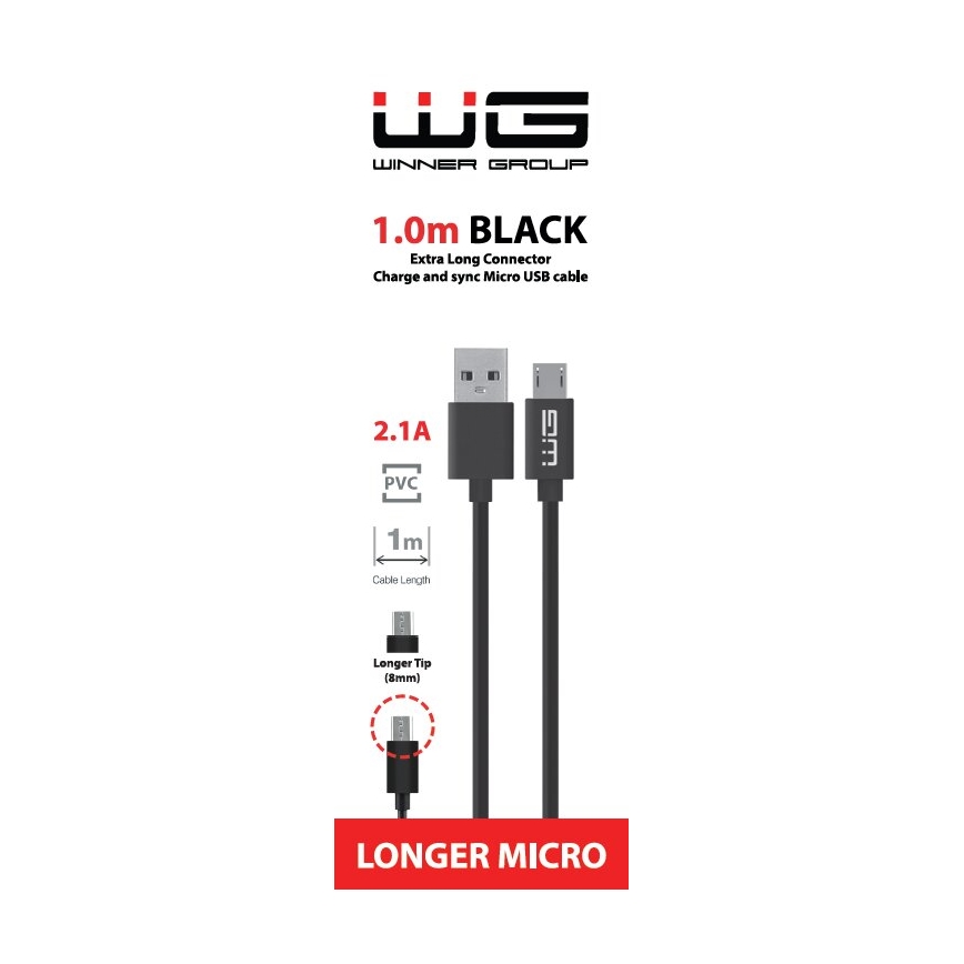 Winner Group - USB-kabel verlengd Micro USB / USB-A 1m zwart
