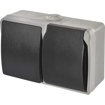 Wisselschakelaar huiselijk nr. 6 met stopcontact 250V/16A IP44 grijs