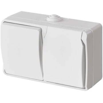 Wisselschakelaar huiselijk nr. 6 met stopcontact 250V/16A IP44 wit