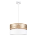 Witte Goudkleurige Hanglamp aan een koord LIMA 1x E27 / 60W / 230V