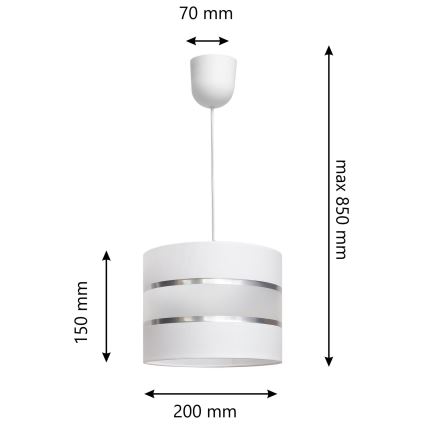 Witte Hanglamp HELEN 1x E27 / 15W / 230V