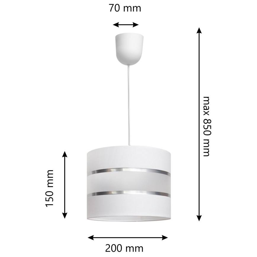 Witte Hanglamp HELEN 1x E27 / 15W / 230V