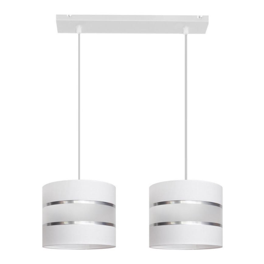 Witte Hanglamp HELEN 2x E27 / 15W / 230V
