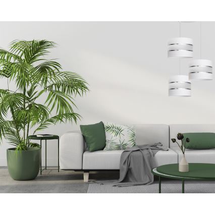 Witte Hanglamp HELEN 3x E27 / 15W / 230V