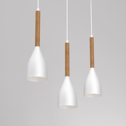 Witte Hanglamp MUZA NIEUW 3x E27 / 60W / 230V