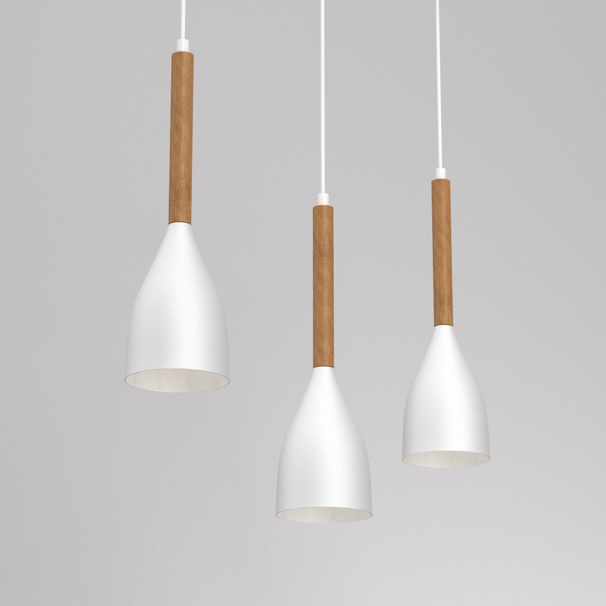 Witte Hanglamp MUZA NIEUW 3x E27 / 60W / 230V
