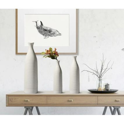 Witte keramische vaas 33 cm