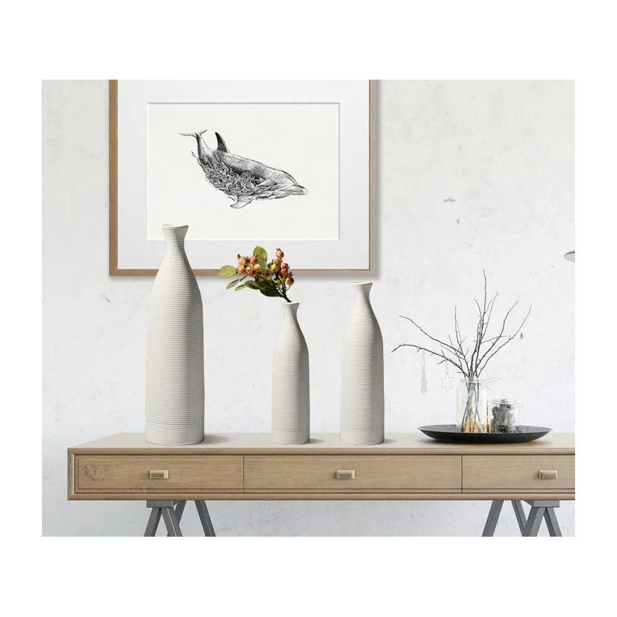 Witte keramische vaas 33 cm