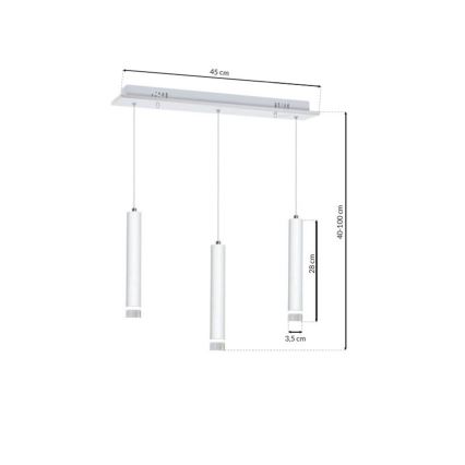 Witte LED Hanglamp ALBA 3x LED / 15W / 230V