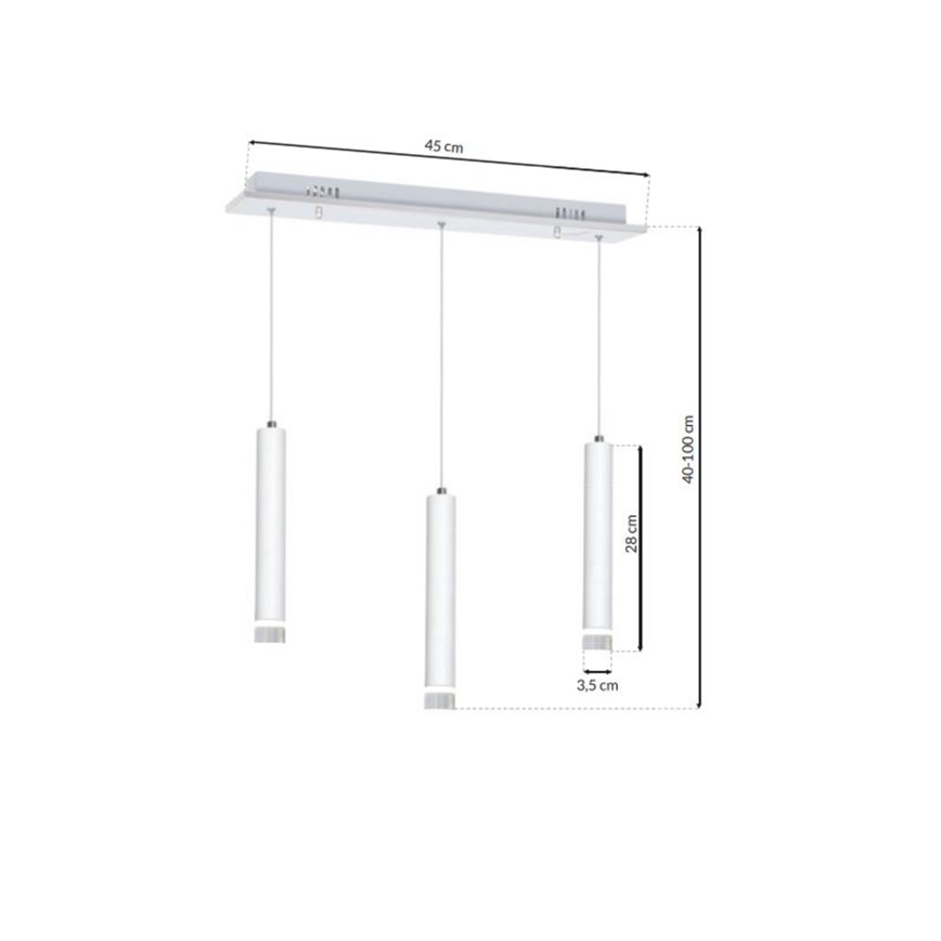Witte LED Hanglamp ALBA 3x LED / 15W / 230V