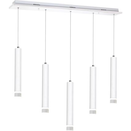 Witte LED Kroonluchter aan koord ALBA 5x LED / 25W / 230V