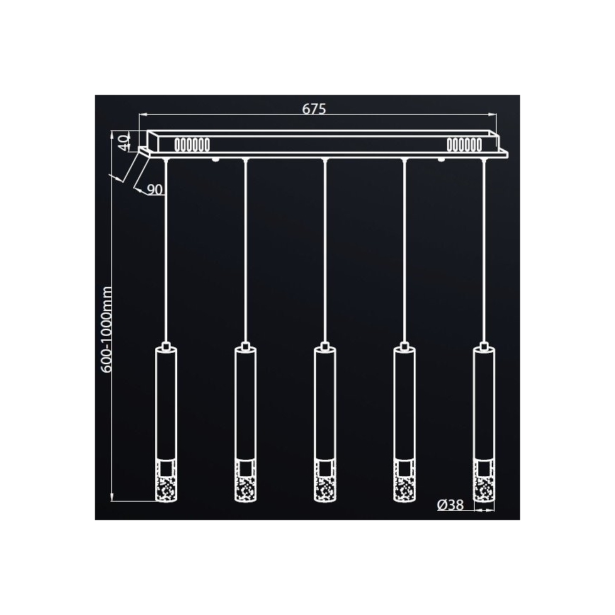 Witte LED Kroonluchter aan koord ALBA 5x LED / 25W / 230V