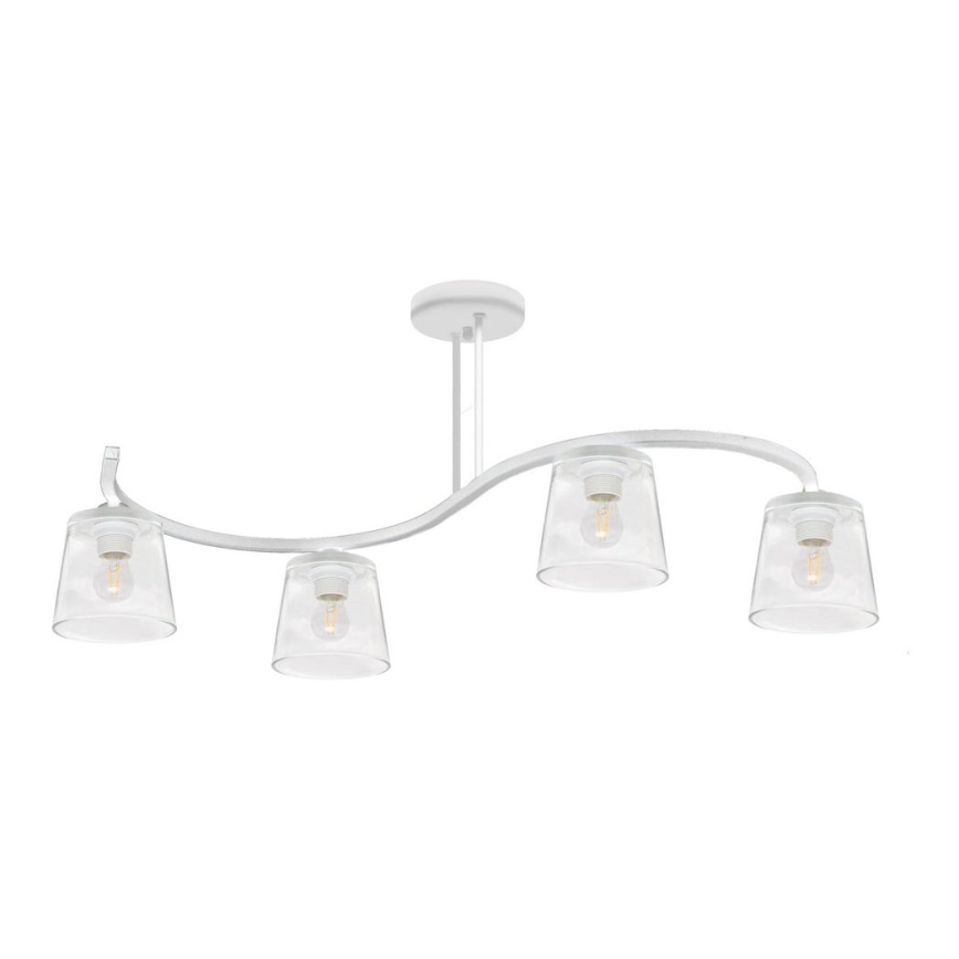 Witte Opbouw plafondlamp LUCEA 4x E27 / 15W / 230V