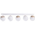 Witte Opbouw plafondlamp SFERA WOOD 5x E14 / 40W / 230V