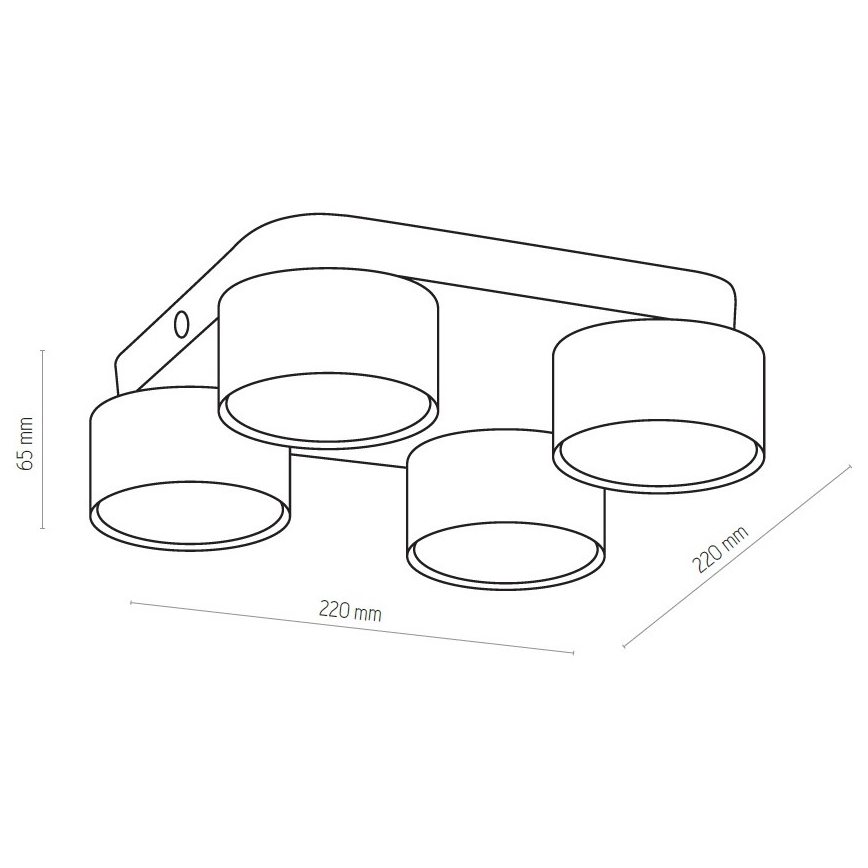 Witte Plafondlamp SPACE 4x GX53 / 15W / 230V