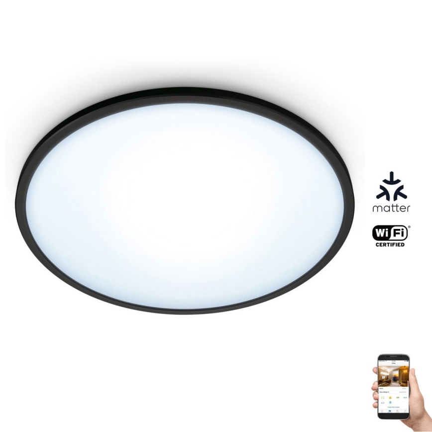 WiZ - Dimbare LED Plafond Lamp SUPERSLIM LED/16W/230V 2700-6500K Wi-Fi zwart