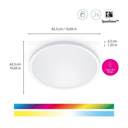 WiZ - Dimbare LED RGB plafondlamp SUPERSLIM LED/22W/230V 2700-6500K Wi-Fi wit