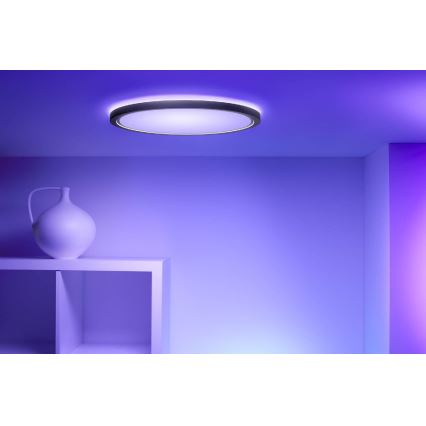 WiZ - Dimbare LED RGB plafondlamp SUPERSLIM LED/22W/230V 2700-6500K Wi-Fi zwart