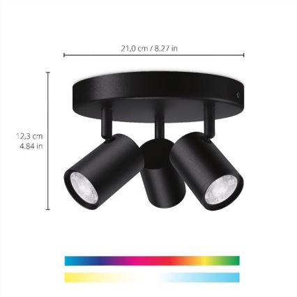 WiZ - Dimbare LED RGBW Spot IMAGEO 3xGU10/4,9W/230V 2200-6500K Wi-Fi CRI 90 zwart