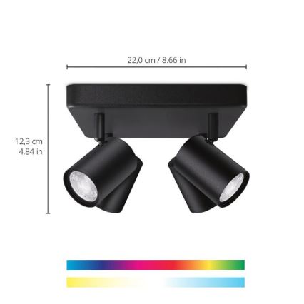 WiZ - Dimbare LED RGBW Spot IMAGEO 4xGU10/4,9W/230V 2200-6500K Wi-Fi CRI 90 zwart