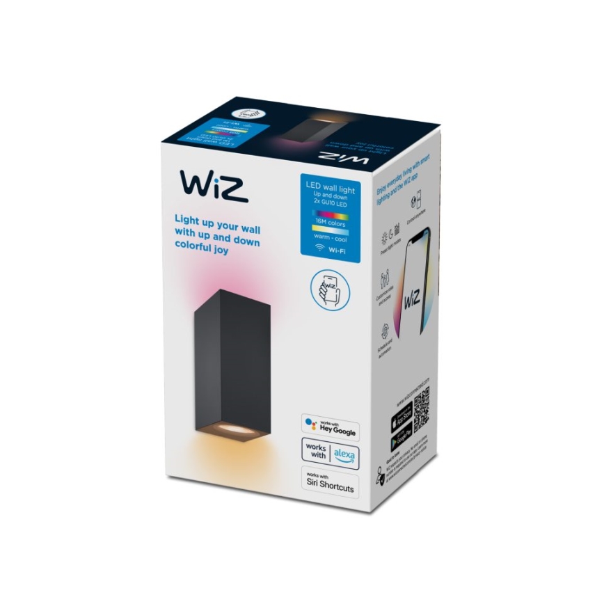 WiZ - Dimbare LED RGBW Wandlamp UP&DOWN 2xGU10/4,7W/230V 2200-6500K Wi-Fi CRI 90 zwart