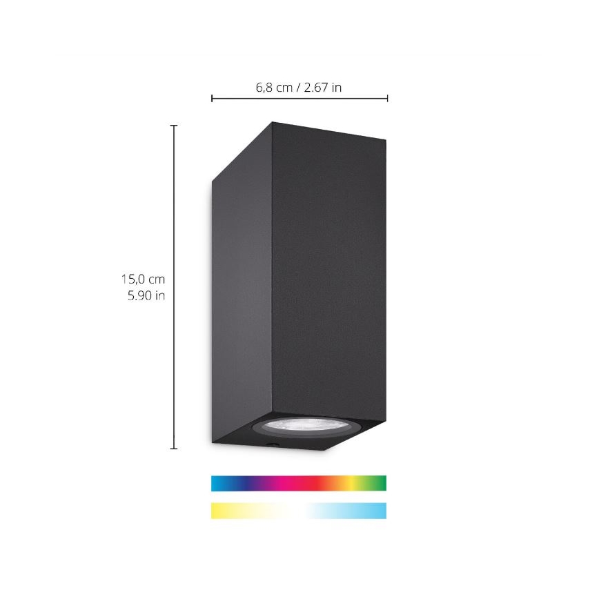 WiZ - Dimbare LED RGBW Wandlamp UP&DOWN 2xGU10/4,7W/230V 2200-6500K Wi-Fi CRI 90 zwart