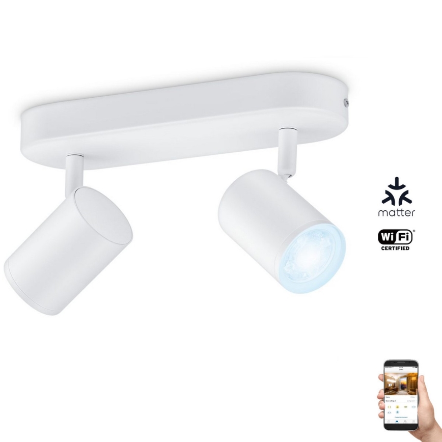 WiZ - Dimbare LED Spot IMAGEO 2xGU10/4,9W/230V 2700-6500K Wi-Fi CRI 90 wit