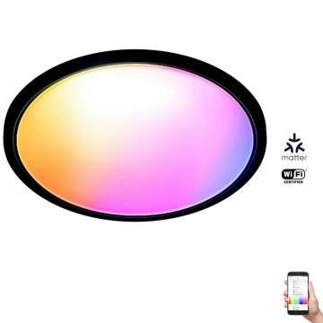 WiZ - LED RGB Dimbaar Plafondlamp SUPERSLIM LED/22W/230V 2700-6500K Wi-Fi zwart