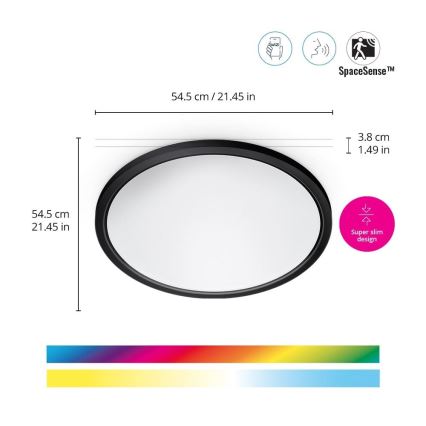 WiZ - LED RGB Dimbaar Plafondlamp SUPERSLIM LED/32W/230V 2700-6500K Wi-Fi zwart