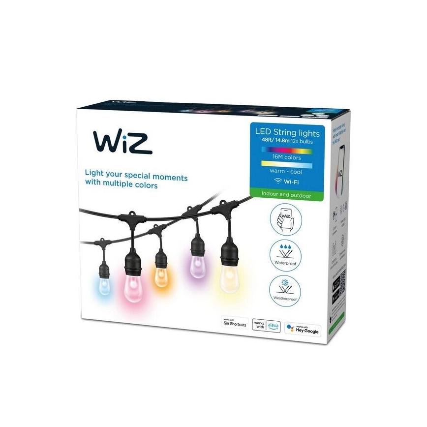 WiZ - LED RGBW Dimbare Lichtketting voor Buiten 12xLED 14,4m IP65 2700-5000K Wi-Fi