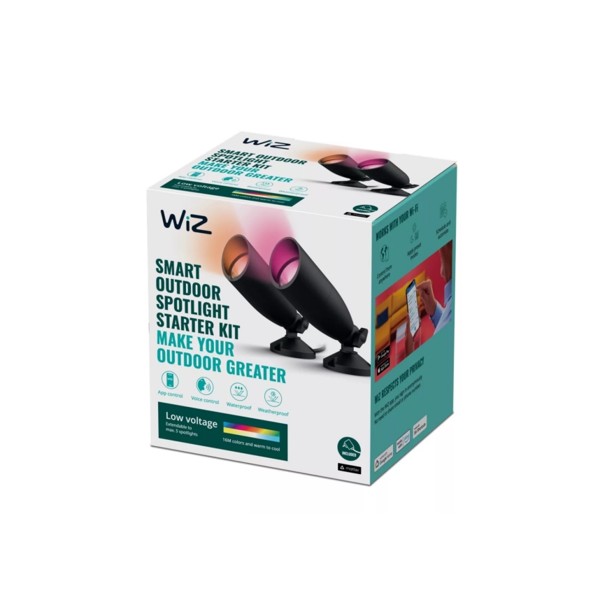 WiZ -SET 2x LED RGBW Dimbare buitenlamp SPOT LED/10W/230V 2700-5000K IP65 Wi-Fi