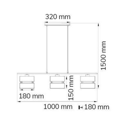 Wofi 11254 - Hanglamp aan een koord BELLE 3xE27/42W/230V